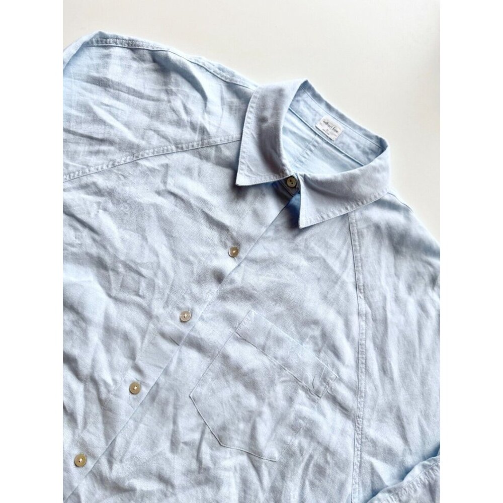 Aritzia WILFRED FREE Light Blue Linen Boyfriend Button-Up Shirt Blouse, Size XS - Picture 6 of 15